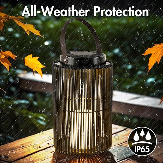 Solar Lanterns for Outdoor Waterproof, ZBLUXBZ Outdoor Table Lamp for Outside Hanging Solar Lights, LED Garden Cordless Lights Perfect for Patio and Pathway Lighting (11-inch Height, Black)