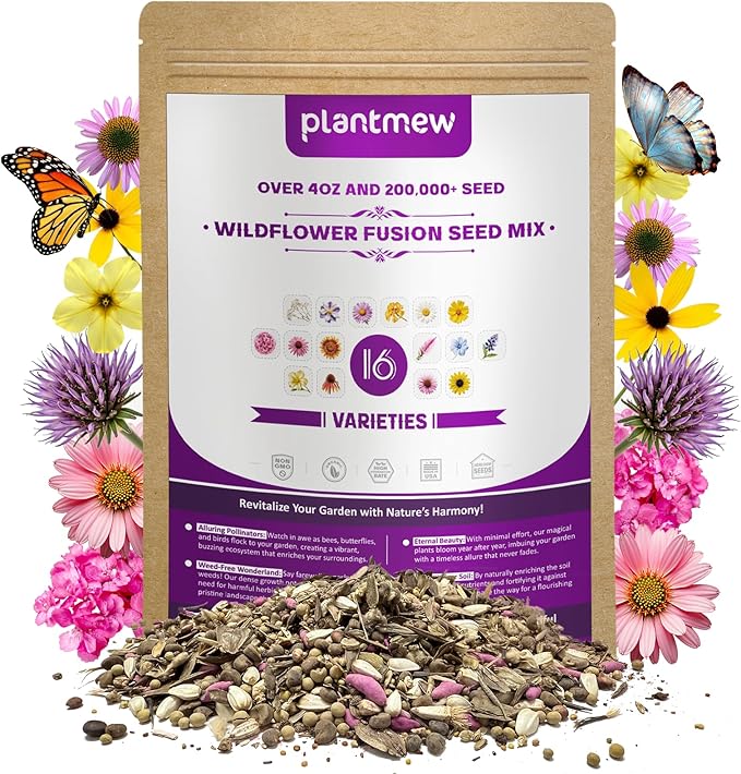 200,000 Wildflower Seeds Mix Bulk - Includes 16 Perennial Wildflower Seeds for Indoor & Outdoor Gardens - Premium Garden and Wildflower Seeds Combo