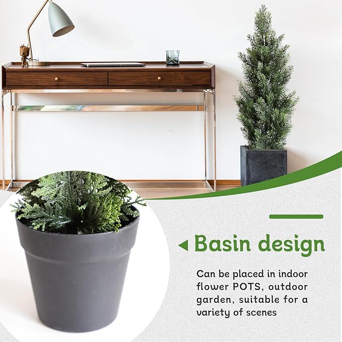 momoplant Artificial Cedar Topiary Trees 3 Ft Fake Cedar Shrubs Set of 2 Faux Cypress Potted Plants for Outdoor Indoor Decor