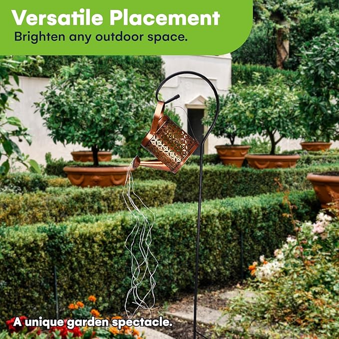 SteadyDoggie Solar Outdoor Garden Lights - Waterproof Metal Shower Lights with Flameless LED Lanterns - Decorative Solar Yard Decorations for Pathways, Patio, and Garden, 6.4x8.6 Inch