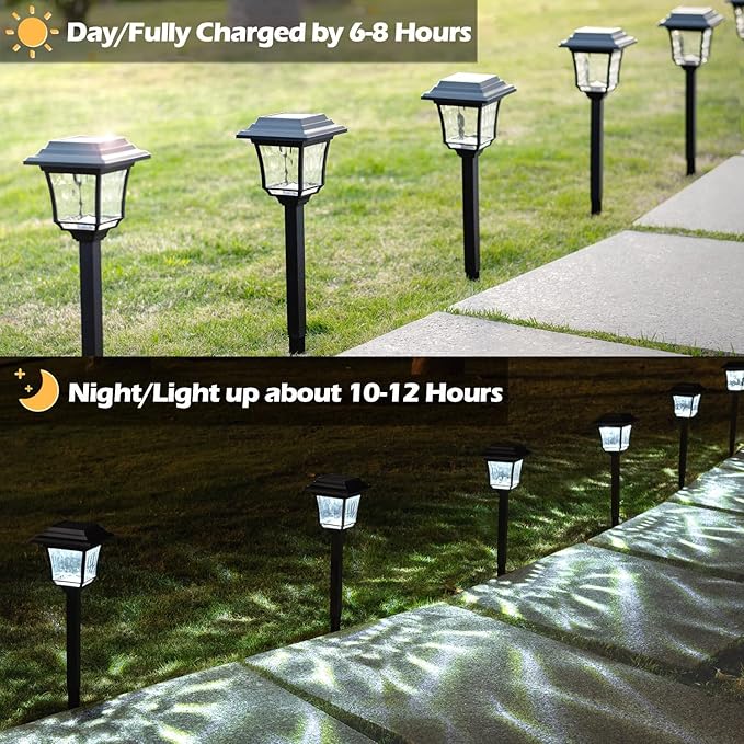 LeiDrail Solar Pathway Lights 8 Pack Solar Garden Lights with 2 Modes Waterproof Outdoor Path Light Warm White/Cool White LED Landscape Lighting for Yard Lawn Sidewalk Driveway Garden