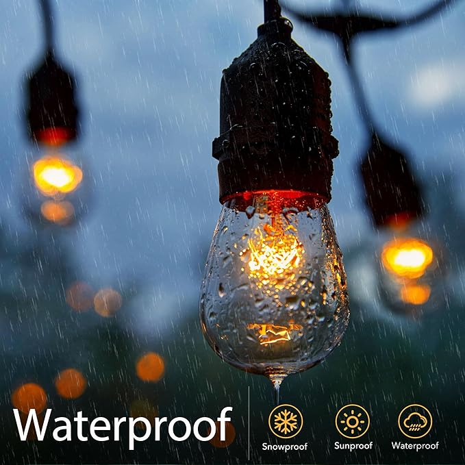 Moonflor 48 Pack S14 Light Bulbs, 11 Watt Warm Commercial Grade Replacement Incandescent Glass Bulbs with E26 Medium Base for Outdoor Patio Garden Vintage String Lights