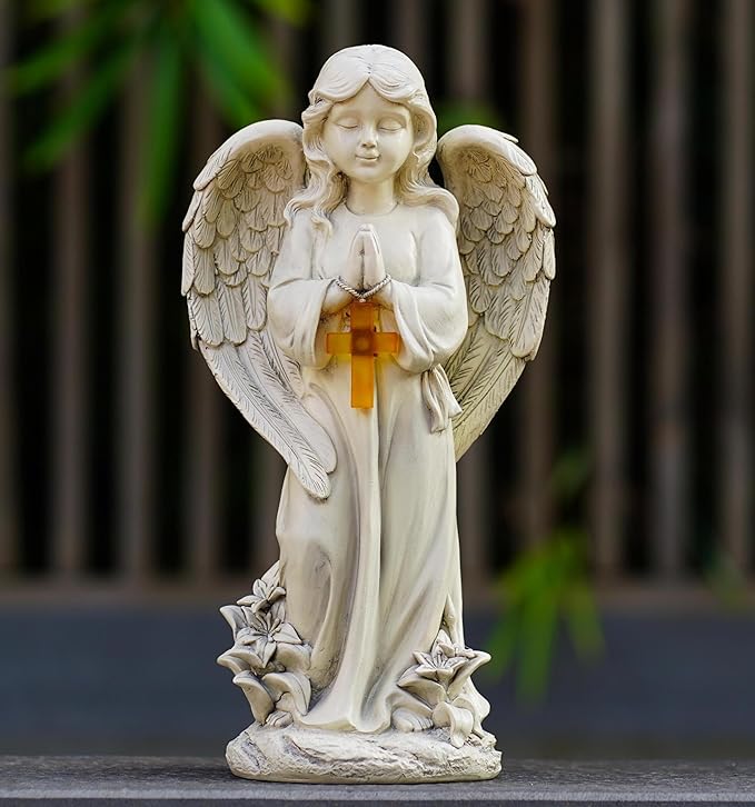 Angel Solar Garden Statues: Cemetery Decorations for Grave Praying Angel Figurines for Outdoor Lawn Yard Patio Decor Memorial Gifts for Women