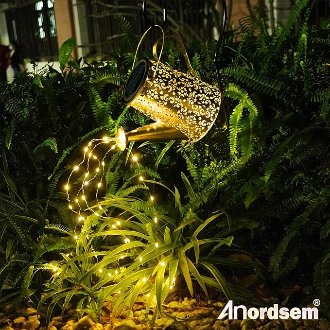 Anordsem Solar Watering Can Lights: Garden Light Waterproof Outdoor Yard Decoration - LED Fairy Hanging Lantern with Hook Patio Path Proch Decor - Gardening Gifts for Women Mom Grandma