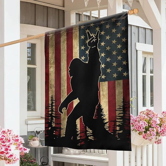 FLAGWIX American Flags, Sasquatch Bigfoot American Flag - 4th of July, Independence Day Decorations for Home, House Flag (29.5" x 39.5") - USA Flags Premium Polyester, Decorative Indoor Outdoor Flag