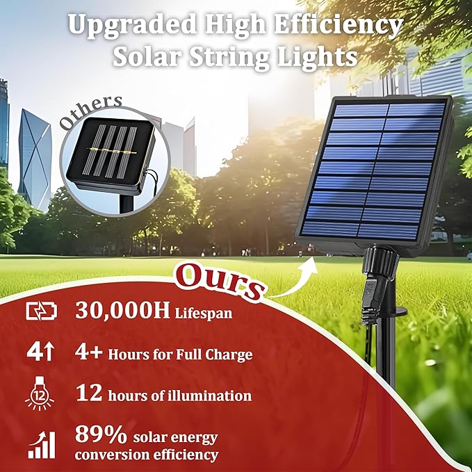 2-Pack 200FT Solar String Lights for Outside, 600 LED Extra-Bright Solar Light Outdoor with 19 Modes & Timer, Waterproof Fairy Solar Lights for Garden Patio Tree Christmas Decorations Red & Green