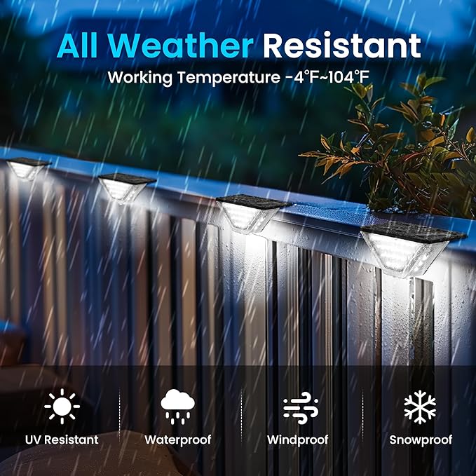 SOLPEX Solar Step Lights Outdoor,Solar Deck Lights for Outside,Two-Sided Stair Lights with 33 LEDs,Waterproof IP65 for Garden,Fence,Deck,Steps,Stair,Porch（10 Pack,Cold White）