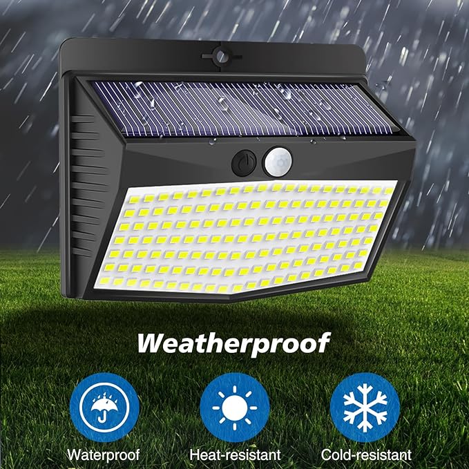 Solar Motion Sensor Outdoor Lights [138 LED/10 Packs] Solar Security Lights Outdoor with 3 Lighting Modes Solar Powered Lights Waterproof for Outside Wall Garden Fence Backyard Deck（Warm White