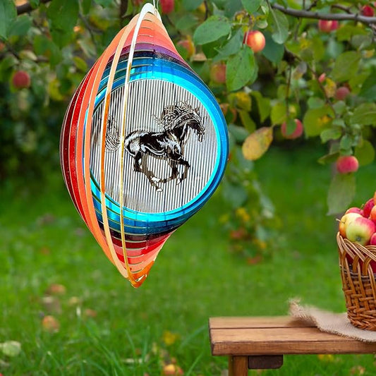 3D Animations Horse Wind Spinner for Yard and Garden,12Inch Wind Spinners Outdoor Horse Memorial Gift for Women Mom Grandma Wife,Garden Decor Metal Kinetic Yard Art Wind Sculpture