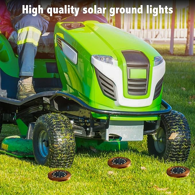 Solar Ground Lights Outdoor Waterproof Flat Garden Solar Disk Lights Outdoor Floor Lights 12 LED 4 Pack for Garden Patio Pathway Landscape Driveway Yard Path Decor