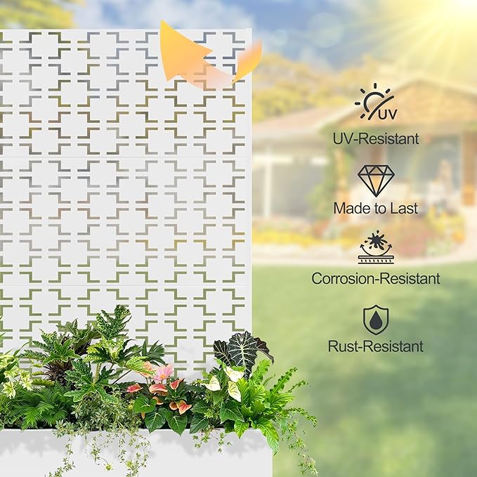 Raised Garden Bed with Trellis and Wheels,73"x47"x16" Metal Raised Garden Bed,White Squared Metal Planter with Climbing Trellis for Vines & Vegetables