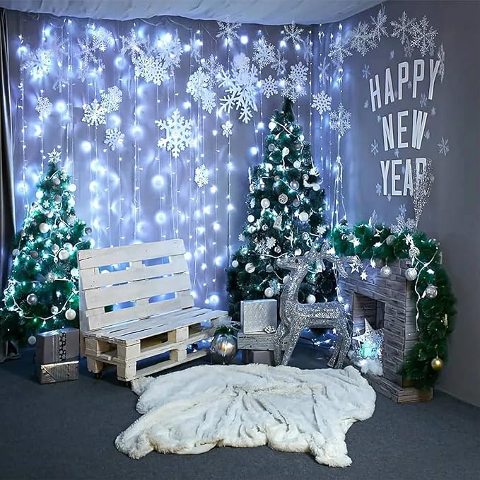 66ft 200 LED Christmas String Lights Indoor Outdoor - White Christmas Lights Outdoor Clear Wire Waterproof, 8 Modes Connectable Fairy String Lights Plug in for Bedroom Room Wedding Decorations