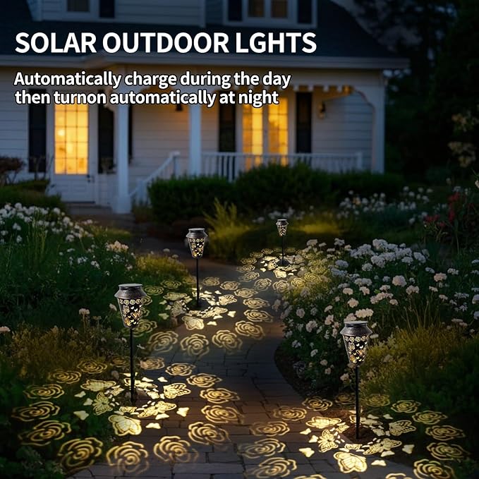 Solar Pathway Lights Outdoor Waterproof, Metal Copper Butterfly Lantern for Yard, Garden, Walkway, Patio Decor and More, Ideal Landscape Lighting Gift for Women, Mom, Grandma