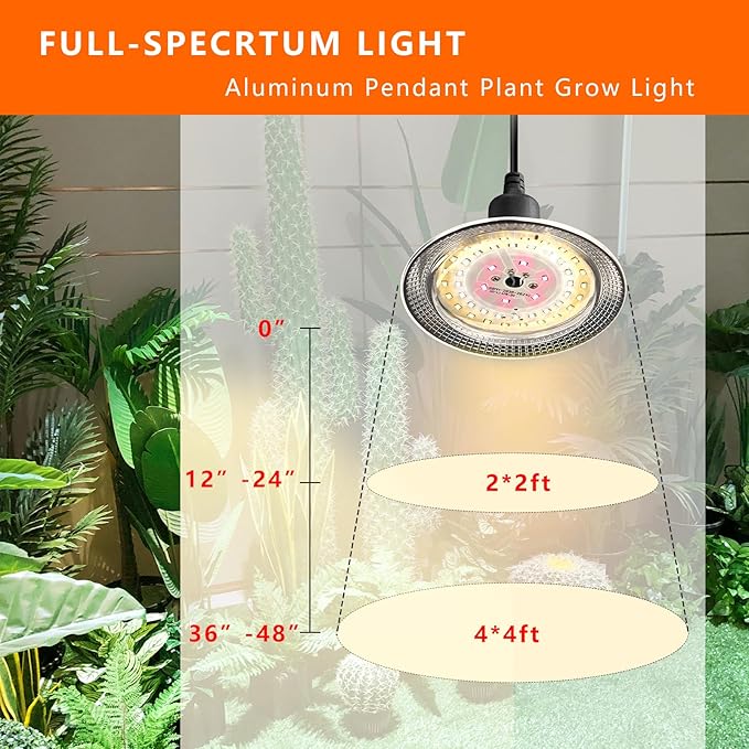 Grow Light Bulbs Indoor Plants Lights Adjustable Cord,Timer, Full Spectrum Plant Growing Lamp for Seedling,Greenhouse,Seedlings (2 Lights (14.7ft))