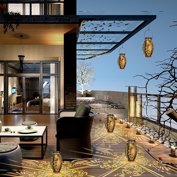 pearlstar 2 Pack Decorative Solar Lantern Lights for Hanging or Table Outdoor Solar Light for Patio Yard Garden Lawn Landscape Lighting Waterproof, Gift for Wamen Men Mom, Warm Lights,Hummingbird