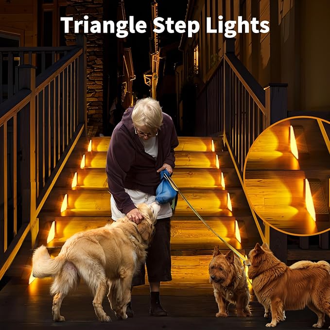 KINKAI Solar Step Lights for Outside, 10 Pack Outdoor Stair Light Waterproof Step Lighting for Garden, Patio, Yard, Front Door, Porch Decor (Warm Light)