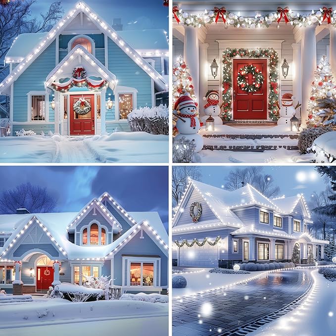 C9 Christmas String Lights White, 66ft 100 LED Faceted Christmas Lights on Green Wire, Large Bulb Strawberry String Lights for House Roof Roofline Christmas Tree Party Outdoor