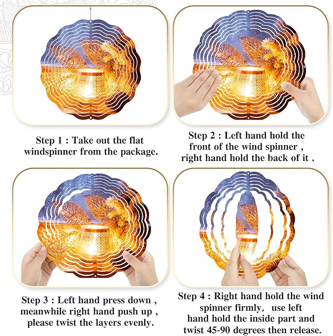 Weysat 10 Pack Sublimation Wind Spinner Blanks 3D Aluminum Wind Spinners Hanging Spinners DIY Crafts Ornaments for Indoor Outdoor Garden Yard Window Porch Front Door Decoration (8 Inch)