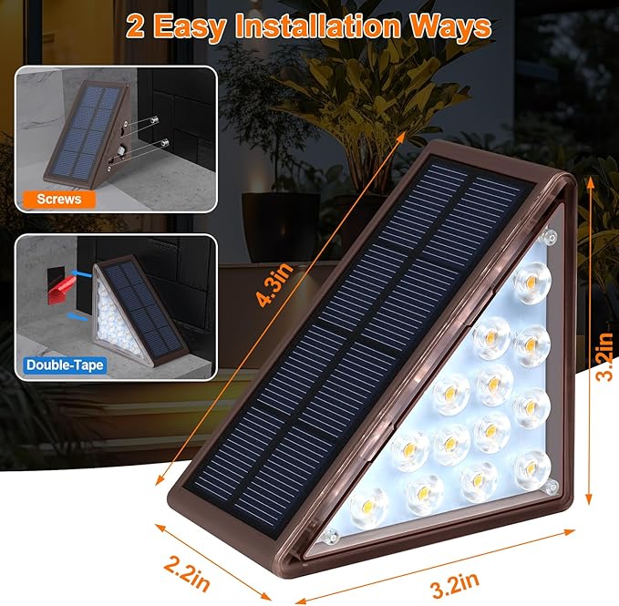 Solar Step Lights for Outside, Waterproof IP67, Outdoor 12 Pack, Solar LED Step Lights for Stair, Deck, Patio, Garden