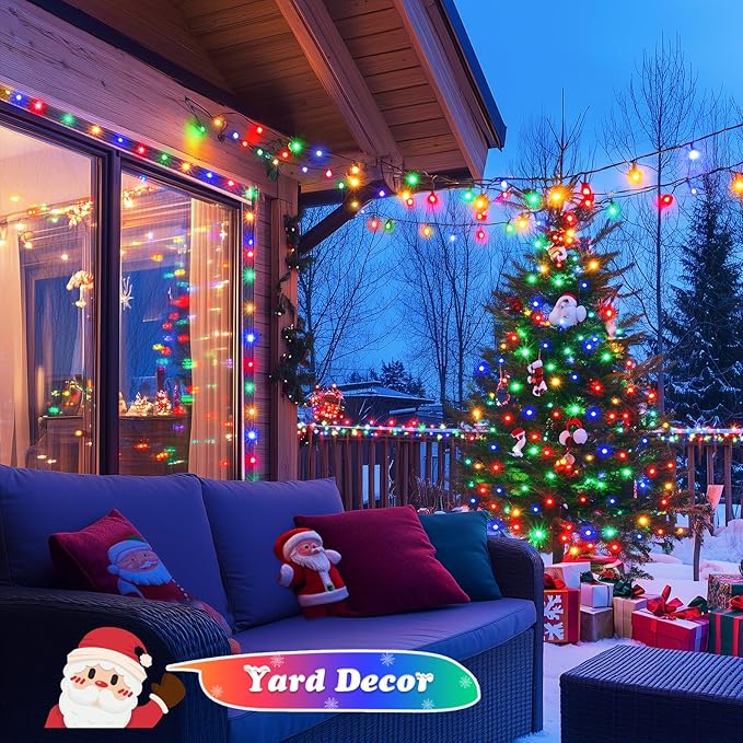 JMEXSUSS 500 LED Christmas String Lights Outdoor, 173ft 8 Modes Multicolor Christmas Lights Plug in, Waterproof Green Wire LED Christmas Tree Lights for Indoor Tree Xmas Decor