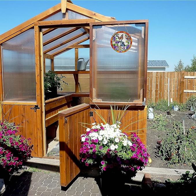 Butterfly Stained Glass Suncather Window Hangings, Colorful Flower Suncatchers 6 inch Colorful Glass Panel Sun Catchers Pretty Gifts, Decoration for Home Garden Christmas Party Wedding