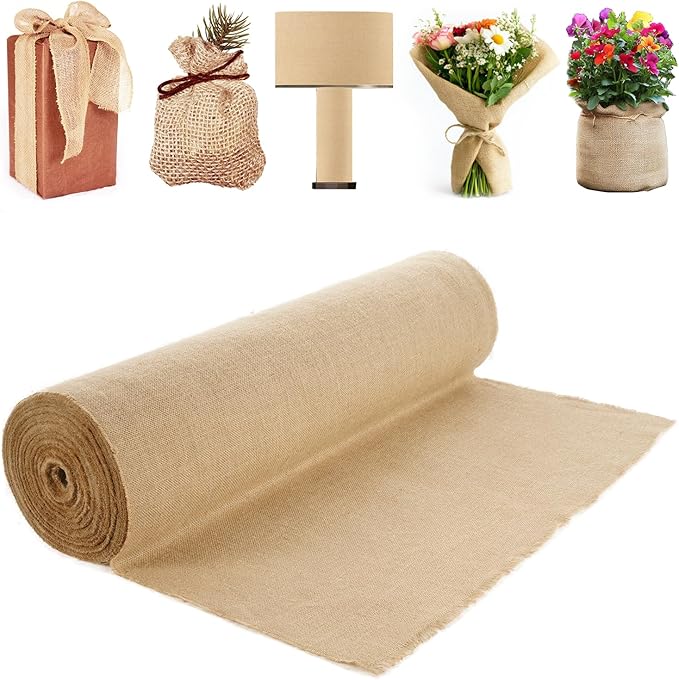 VEVOR Burlap Fabric Roll, 36” x 150 ft High Density Natural Jute Fiber Material for Outdoor Plant Care, Tree Wrap Roll, Decor, DIY Crafts, Wedding, Garden Weed Barrier, Plants & Trees Winter Covering