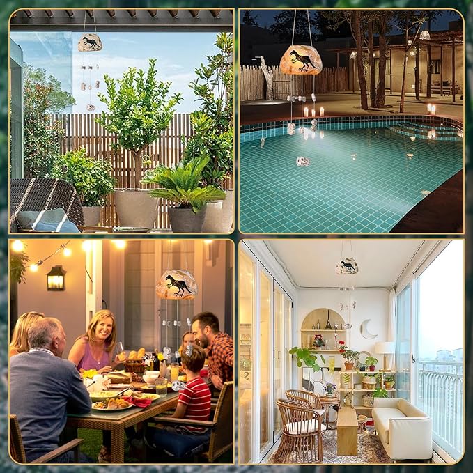 Outdoor Statue Dinosaur Hanging Decor Garden Solar Dinosaur Hanging Light for Outside Patio Balcony Pathway Lawn Yard Garden Figurine Ornament