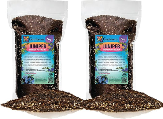 Premium Juniper Potting Soil Mix - Perfect Balance of Nutrients, Drainage, and Aeration for Healthy Juniper Trees - 10 Quart