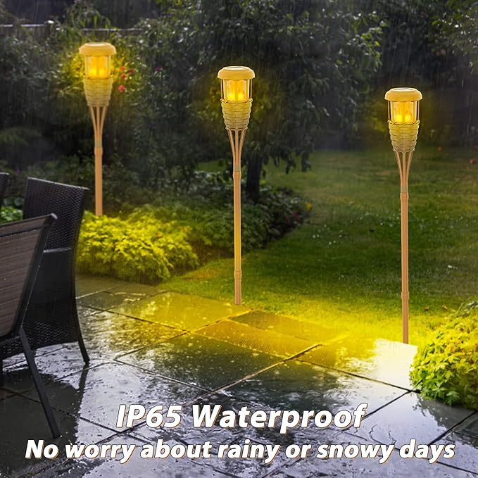 Solar Outdoor Lights, Solar Torch Lights Outdoor Flickering Flame, Outdoor Decorations for Patio Path Yard - 8 Pack