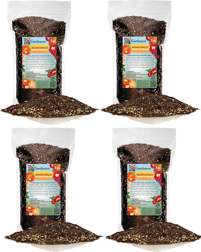 Premium Balsam Camellia Potting Soil Mix - Perfect Balance of Nutrients, Drainage, and Aeration for Thriving Blooms - 20 Quart