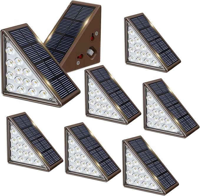Solar Step Lights for Outside,8pack Solar Stair Lights Outdoor Waterproof IP67,Outdoor Deck Step Lights,Solar Outdoor Lights for Staircase,Patio,Front Step(Warm Brown)