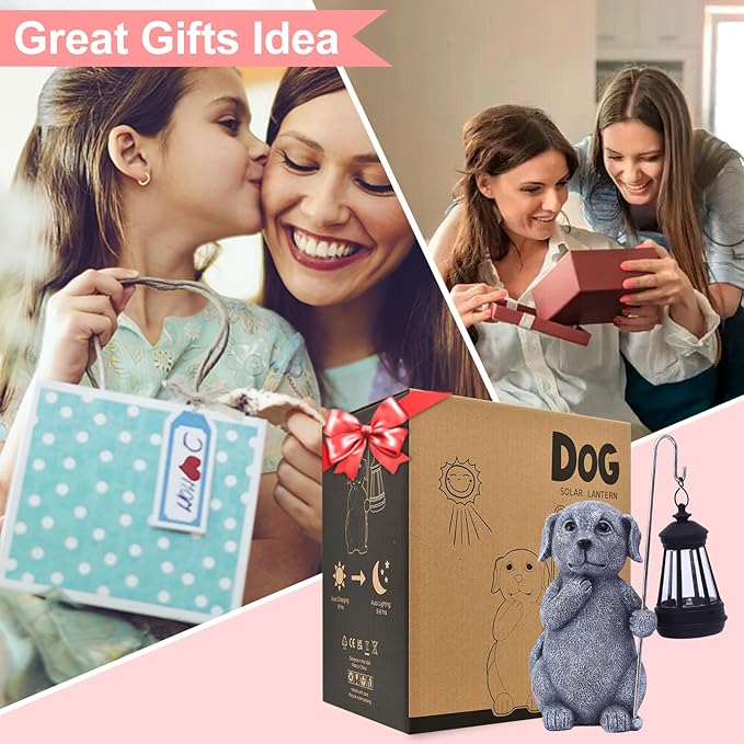 Solar Garden Decor Statues Figurine: Garden Art for Patio Balcony Yard Lawn - Unique Christmas Birthdays Gifts for Mom Grandma Women Wife Sister