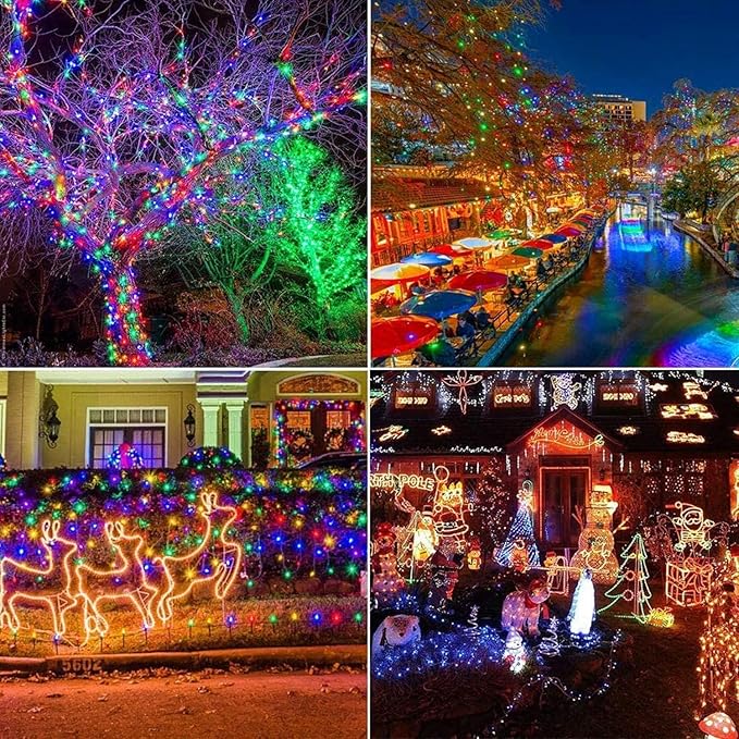 Solar Christmas Lights Outdoor, Upgraded 212FT 640LED Power with Remote,19 Modes Waterproof Solar String Lights for Outside Garden Home Christmas Decorations (Multicolor)