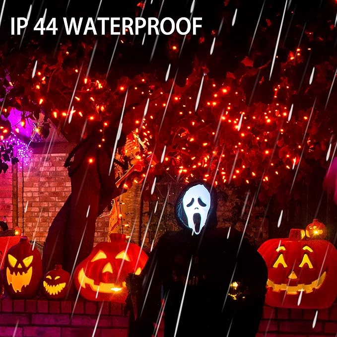 Dazzle Bright 200 LED Halloween Mini String Lights, 65FT Connectable Waterproof Plug in with 8 Modes Lights for Indoor Outdoor Patio Garden Party Decorations (2 Pack)