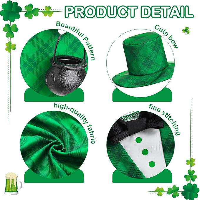 St Patrick's Green Plaid Goose Outfit Lawn Porch Goose Clothes 23 Inch St Patricks Day Outdoor Patio Yard Lawn Art Decoration