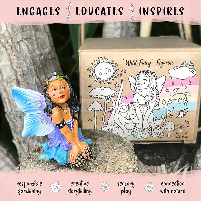 WILD PIXY Indoor Fairy Figurine – Miniature Fairy for Gardens, Ornaments, or Cake Toppers, Fairy Garden Decor and Accessories, Premium Resin, Designer Gift Box with Poem Card