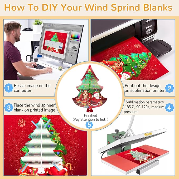 Sublimation Wind Spinner Blanks, 6 Pack 10 Inch 3D Aluminum Metal Hanging Wind Spinner Bulk for Garden Yard Outdoor, Window Porch Decoration for Heat Press Transfer DIY