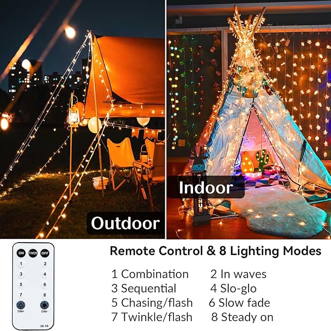 Orange Halloween Lights, 800LED 330FT Orange String Lights 8 Modes Timer Plug in Waterproof Indoor Outdoor Orange Christmas Lights for Halloween Christmas Garden Party Decoration