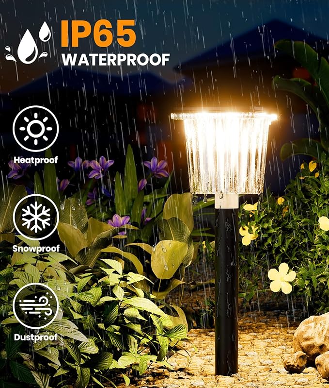 Super Bright Solar Pathway Lights Outdoor Powered,Adjustable Warm&Cool White,Waterproof IP65 Garden Decor Landscape Lighting Outside for Yard/Patio/Walkway/Driveway/Landscape (Obsidian Black, 2 Pack)