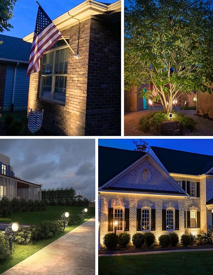 Dusk to Dawn Outdoor LED Spotlight, Outdoor Landscape Lighting with Photocell Sensor, 3000K Warm White Waterproof Spot Lights for Yard Flag Pole House Garden Tree(2 Pack)