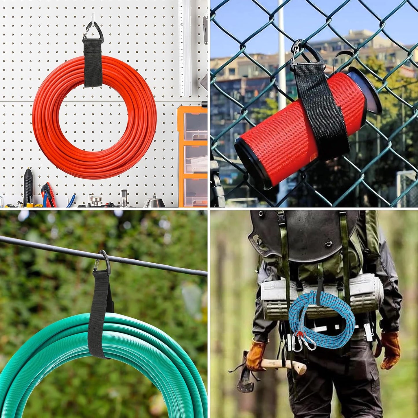 Extension Cord Organizer(8 Pack), Extension Cord Holder for Garage Organization and Storage, Heavy Duty Storage Straps for Cables, Hoses and Ropes, with Triangle Buckle for Hanging, Design Patent