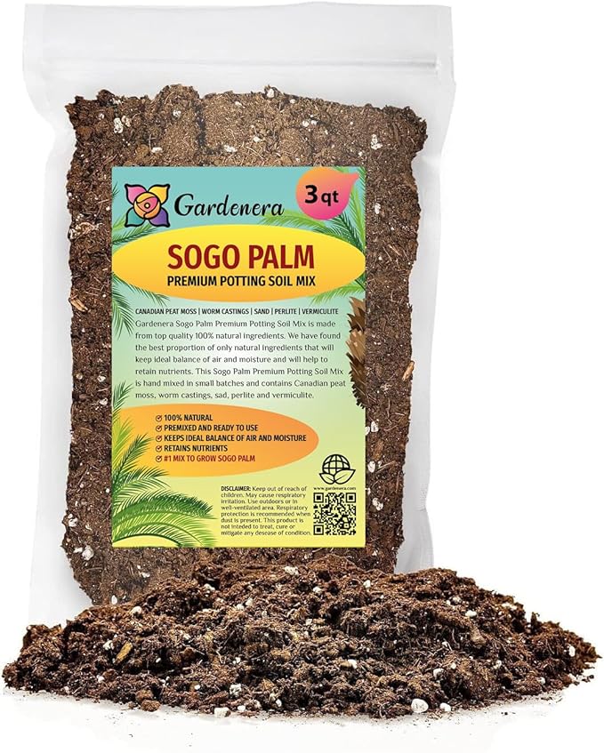 SOGO Palm Plant Potting Soil - Enhance Beauty and Health with Professional Grade Nutrient-Rich Mix - 3 Quart