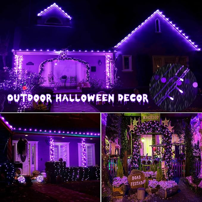 Purple Halloween Lights, 800LED 330FT Purple String Lights 8 Modes Timer Plug in Waterproof Indoor Outdoor Purple Christmas Lights for Halloween Christmas Garden Party Decoration