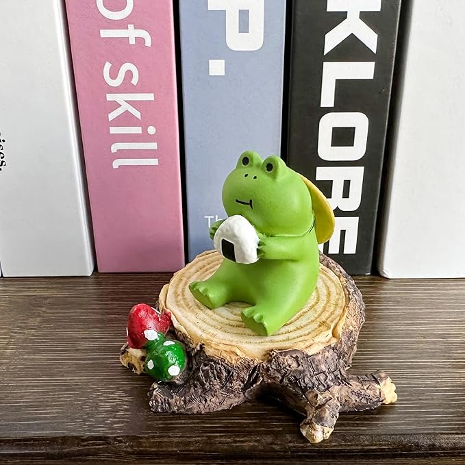 Miniature Frog Figurines - Cute Frog Sculpture for Outdoor Fairy Garden and Desk Decorations - Adorable Figurine Statue Decor for Plant Shelf, Desk, Office, Bedroom