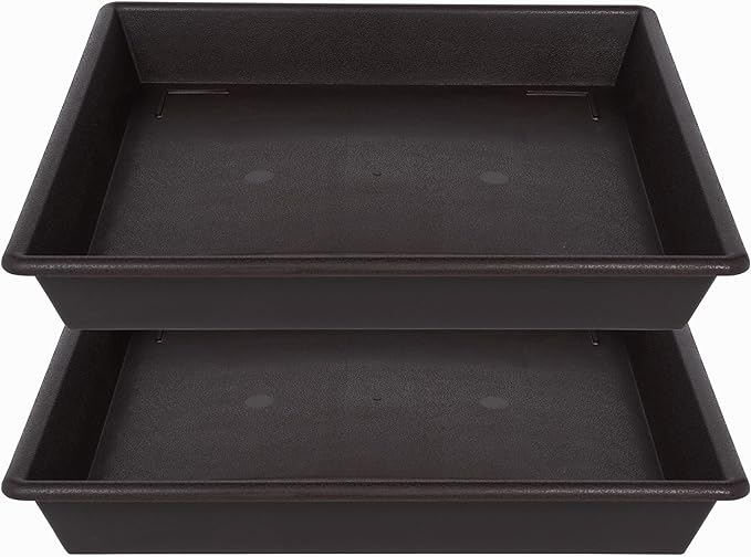 Square Plant Saucer 14 Inch 2 Pack，Plant Stand Plant Trays for Pots Heavy Duty Plastic Plant Saucers for Indoors Outdoors, Flower Pot No Holes Plant Lover Gardening Gifts