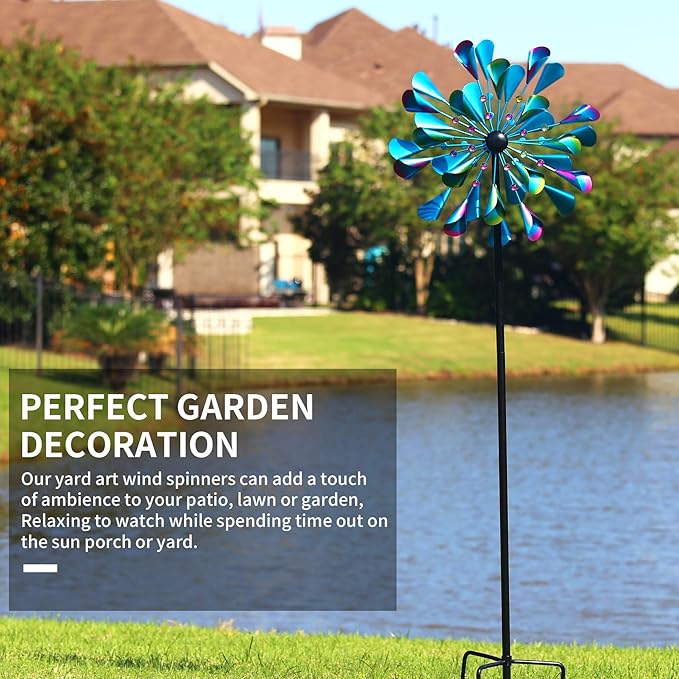 Decoroca 72" Large Wind Spinner Outdoor, Metal Garden Clearance Sculpture & Yard Decor