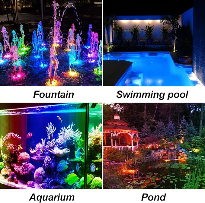 T-SUN Solar Pond Lights, 5 Headlamp RGB LED Spotlights Color Changing Submersible Fountain Lights, Underwater Solar Fish Tank Light Adjustable Lighting Angle for Garden Fountain, Pond, Pool Decoration