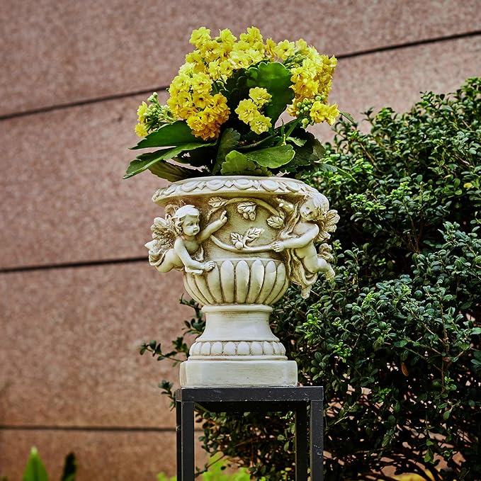 Cherub Angel Planters, Cherub Planter Flower Pots with Drain Hole for All House Plants, Patio Yard Decor, Polyresin, 8.46" H