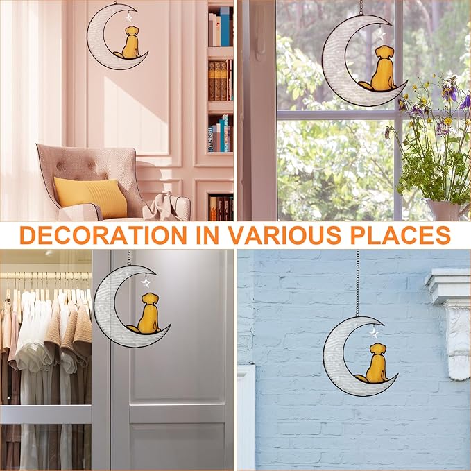 Stained Glass Dog Suncatcher Memorial Gifts for Loss of Dog,Window Hanging Decor Dog Suncatcher Sympathy Gift,Dog Ornaments Bereavement Gifts,Pet Loss Gifts,in Memory of Dog Passing Away Gifts