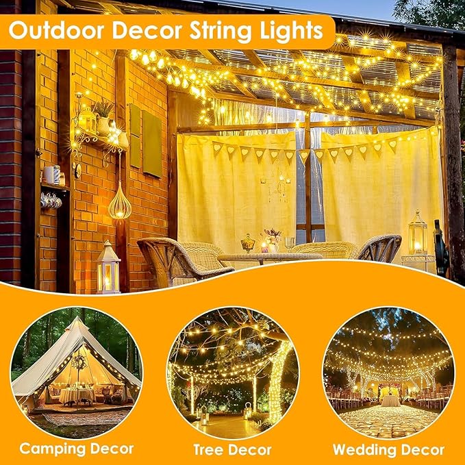 66Ft 200LED Fairy Lights Plug in with Remote, Waterproof String Lights Outdoor & Indoor 8 Modes with Timer, LED Twinkle Lights for Girl's Room Garden Patio Halloween Christmas Decorations (Warm White)